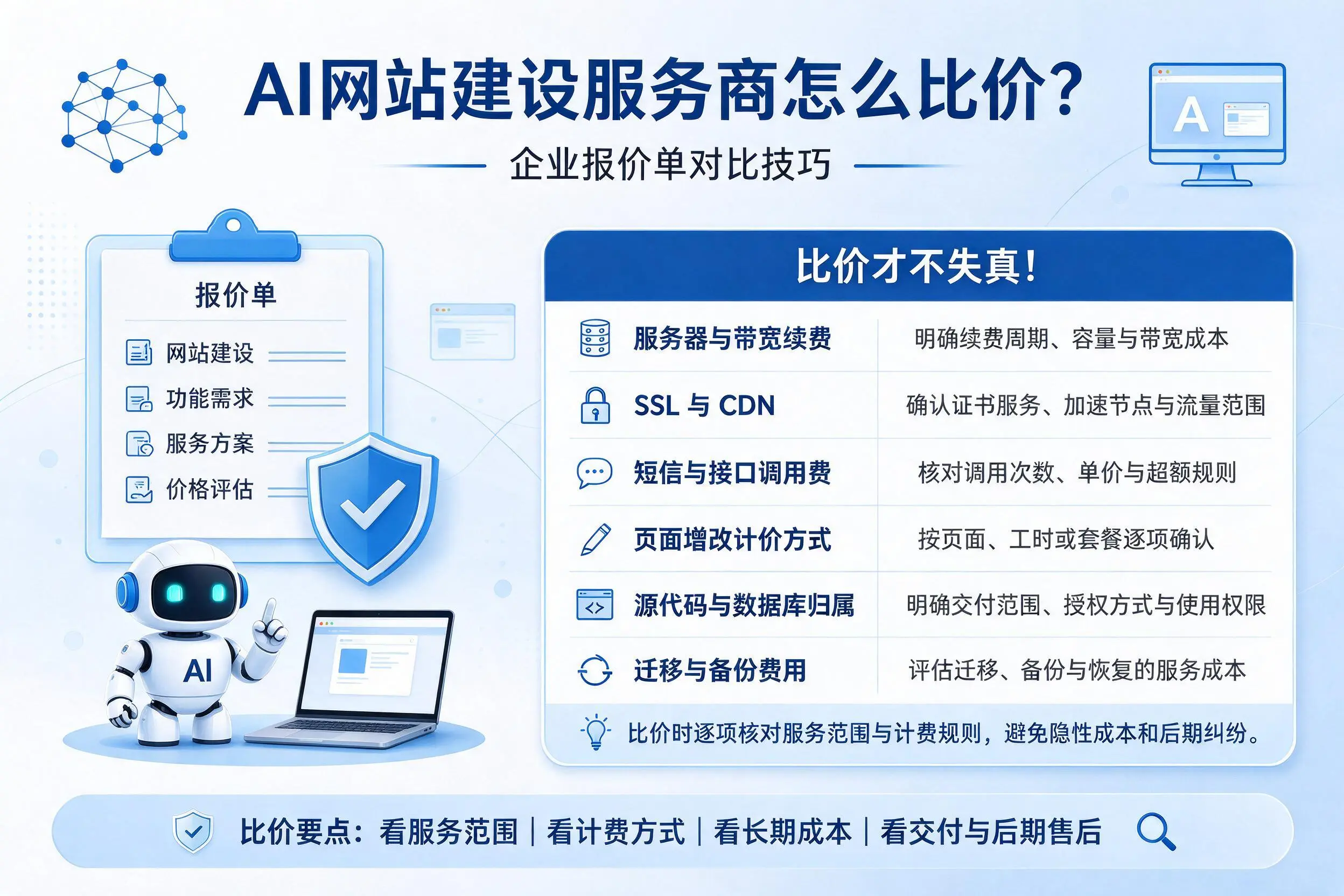 AI网站建设服务商怎么比价？韶关企业报价单对比技巧