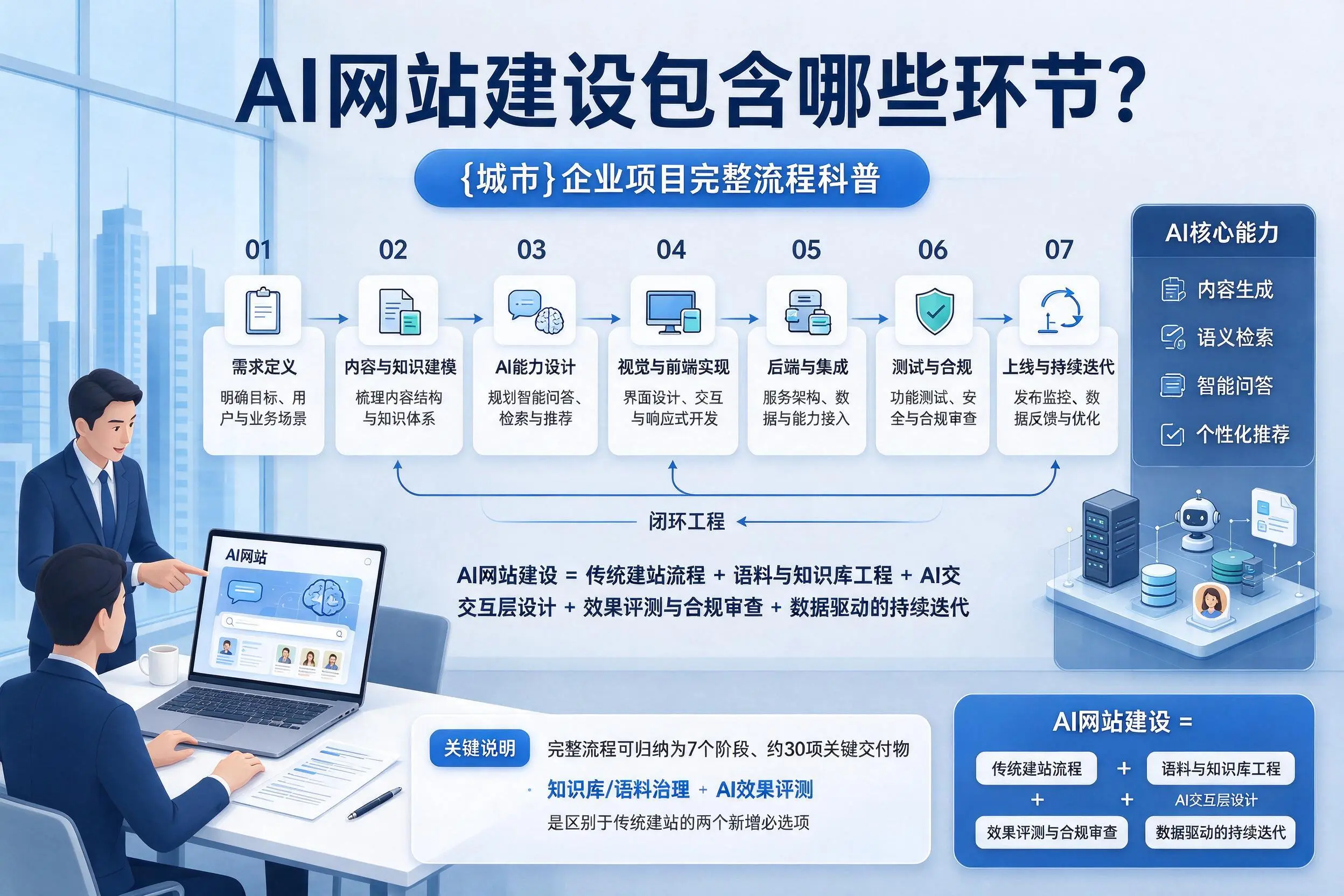 AI网站建设包含哪些环节？韶关企业项目完整流程科普