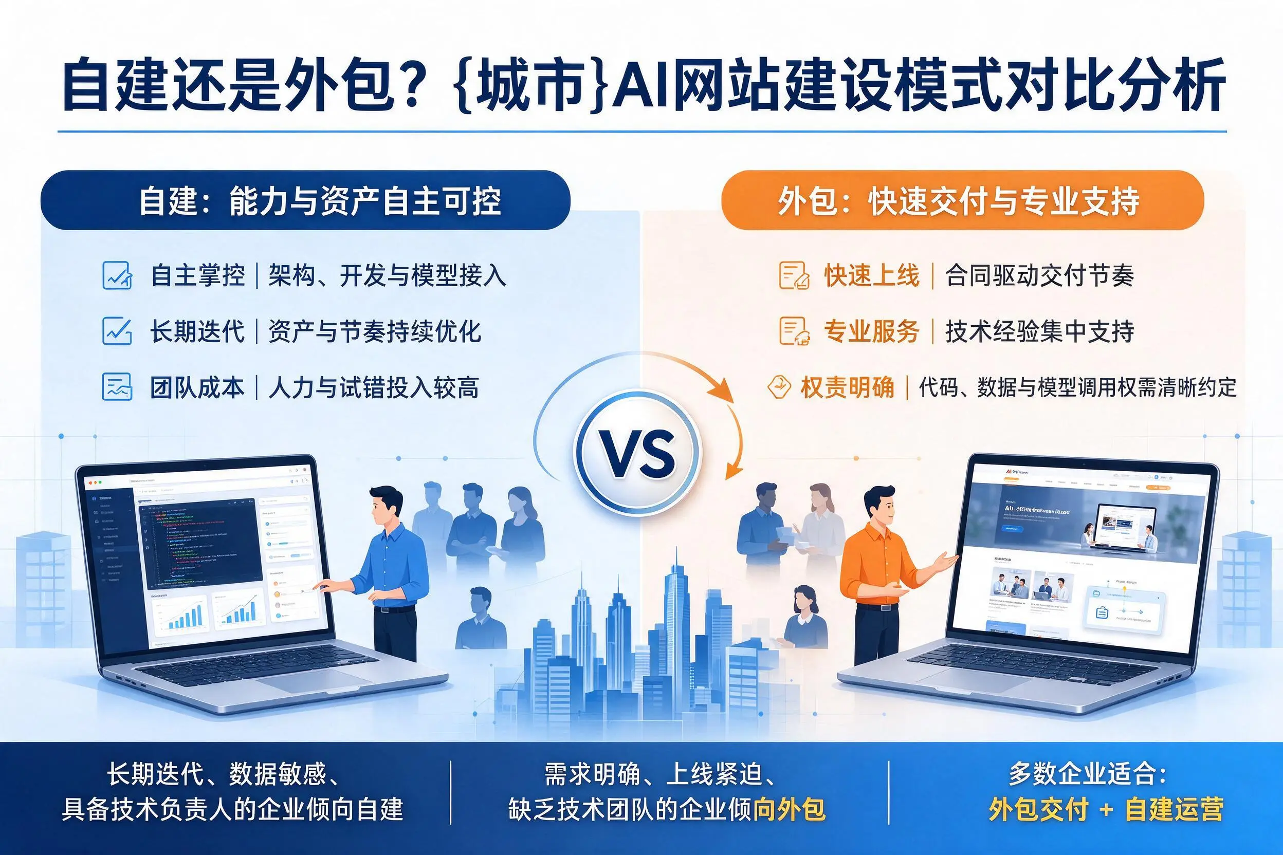 自建还是外包?韶关AI网站建设模式对比分析